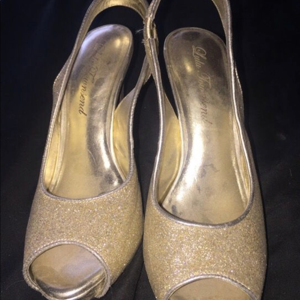 Gold glitter heels